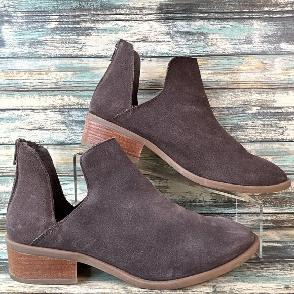 Steve Madden Boots Womens Size 10M Gray Suede Dress Casual Ankle Short V-Cut Zip - Picture 1 of 11